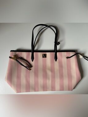 Discontinued Victoria Secret Tote Striped Pink Bag - NWT - Small Flaws